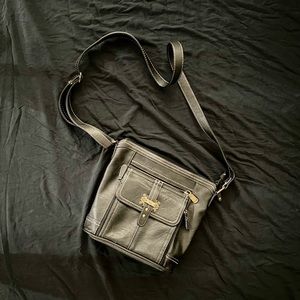BOC black leather crossbody purse